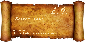 Lőrincz Iván névjegykártya
